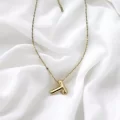 Çelik Harf Kolye Gold T