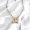 Çelik Harf Kolye Gold T