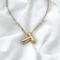 Çelik Harf Kolye Gold T
