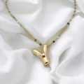 Çelik Harf Kolye Gold Y
