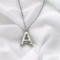 Çelik Harf Kolye Gümüş Renk A