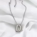 Çelik Harf Kolye Gümüş Renk D