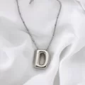 Çelik Harf Kolye Gümüş Renk D