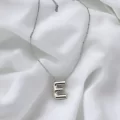 Çelik Harf Kolye Gümüş Renk E