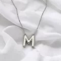 Çelik Harf Kolye Gümüş Renk M