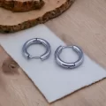 Çelik Minik Halka Küpe Gümüş Renk