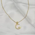 Çelik Türk Bayrağı Tasarımlı Kolye Taşlı