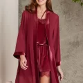Kaliteli Şık Bordo Kadın Sabahlık Takımı