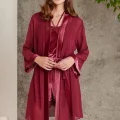 Kaliteli Şık Bordo Kadın Sabahlık Takımı