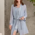 Dantelli Şık Kadın Sabahlık Takımı - Mist Renk
