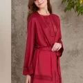Kaliteli Şık Bordo 3Lü Pijama Takımı