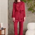 Kaliteli Şık Bordo 3Lü Pijama Takımı