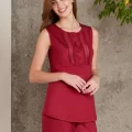 Kaliteli Şık Bordo 3Lü Pijama Takımı