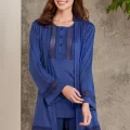 Kaliteli Şık Lacivert 3Lü Pijama Takımı