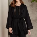 Kaliteli Şık Siyah 3Lü Pijama Takımı