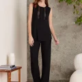 Kaliteli Şık Siyah 3Lü Pijama Takımı