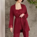 Kaliteli Şık Bordo 3Lü Pijama Takımı