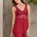 Kaliteli Şık Bordo 3Lü Pijama Takımı