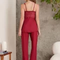 Kaliteli Şık Bordo 3Lü Pijama Takımı