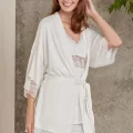 Kaliteli Şık 3Lü Lohusa Pijama Takımı - Ekru