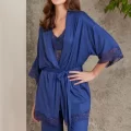 Kaliteli Şık Lacivert 3Lü Pijama Takımı