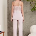 Kaliteli Şık 3Lü Pijama Takımı - Pudra Renk