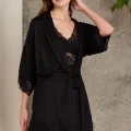 Kaliteli Şık Siyah 3Lü Pijama Takımı