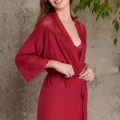 Kaliteli Şık Bordo 3Lü Pijama Takımı