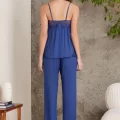 Kaliteli Şık Lacivert 3Lü Pijama Takımı