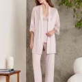 Kaliteli Şık 3Lü Pijama Takımı - Pudra Renk