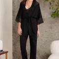 Kaliteli Şık Siyah 3Lü Pijama Takımı