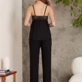 Kaliteli Şık Siyah 3Lü Pijama Takımı