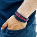 Faset Kırmızı Akik Doğaltaş Ve Deri Bileklik
