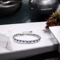 Gümüş Ve Mavi Renkli Hematit Ayaranabilir Çelik Zincir Bileklik