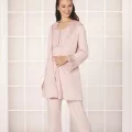 Güpürlü Şık Penye Pijama Takımı - Pudra Renk