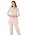 Güpürlü Şık Penye Pijama Takımı - Pudra Renk