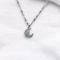 Hilal Kelebek Detaylı Çelik Kolye Mavi