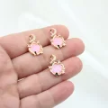 İthal Pembe Simli İstiridye Kolye Ucu Altın