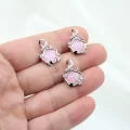 İthal Pembe Simli İstiridye Kolye Ucu Rodyum