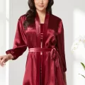 Kaliteli Kadın Şık Crop Pijama Takımı - Bordo Renk