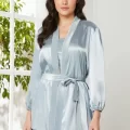 Kadife Şık Kadın Crop Pijama Takımı - Mist Renk