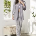 Kadife Şık Kadın Crop Pijama Takımı - Royal