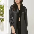 Kaliteli Şık Kadın Crop Pijama Takımı - Siyah