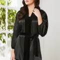 Kaliteli Şık Kadın Crop Pijama Takımı - Siyah