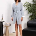 Kadife Şık 3lü Kadın Pijama Takımı - Mist Renk