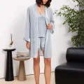 Kadife Şık 3lü Kadın Pijama Takımı - Mist Renk