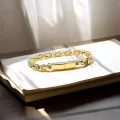 Kilit Mekanizmalı Sarı Kral Zincir Bileklik 6Mm