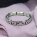 Kırmızı Kalp Desenli İtalyan Charm Bileklik