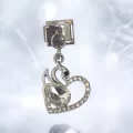 Kuğu Kalp Detaylı Sallantılı İtalyan Charm