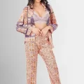 Kaliteli Şık 1950 Stili Desenli Pijama Takımı